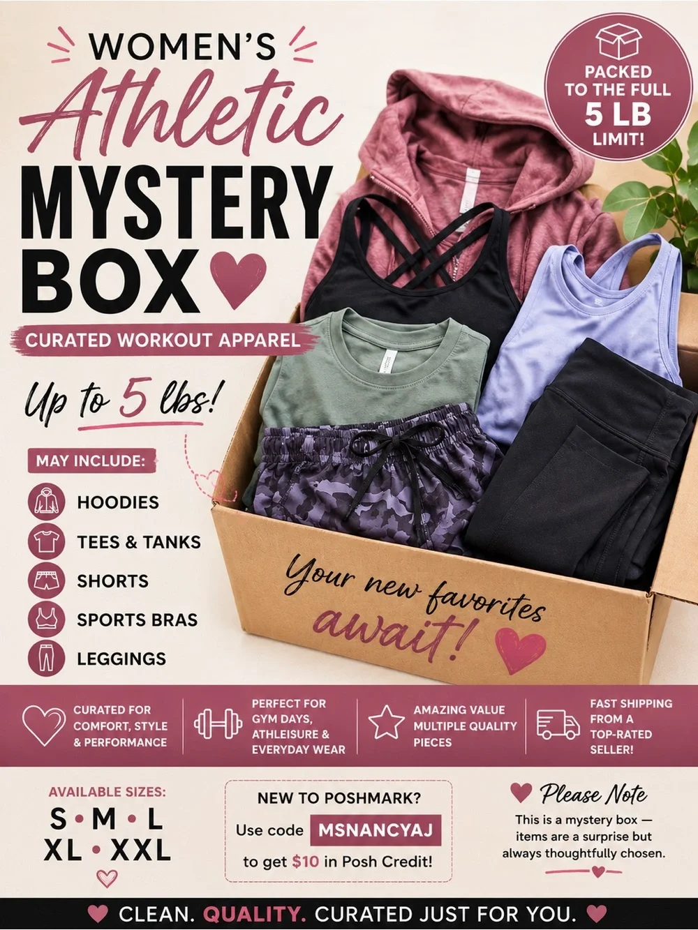 Women’s Athletic Mystery Box – Curated Workout Apparel (Up to 5 lbs!)